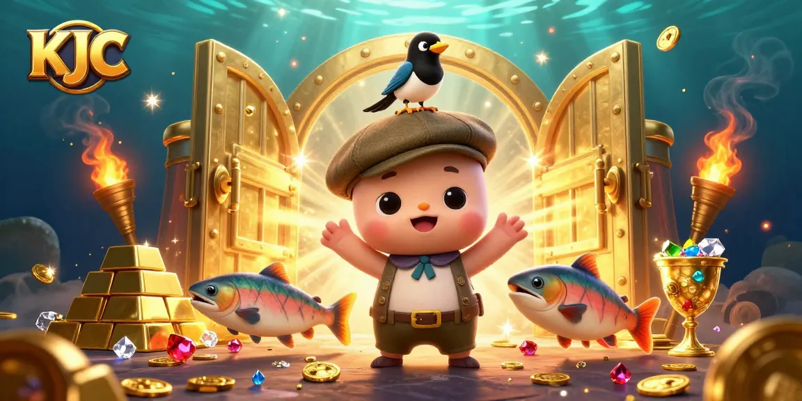 KJC features a playful baby Nessie and a magpie amidst treasures in an engaging casino scene