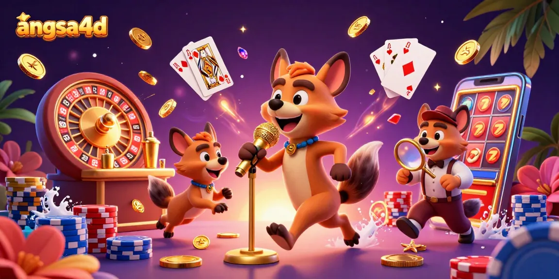 Engage with angsa4d in a vibrant casino scene filled with hyenas showcasing comedy, bar skills, and security.