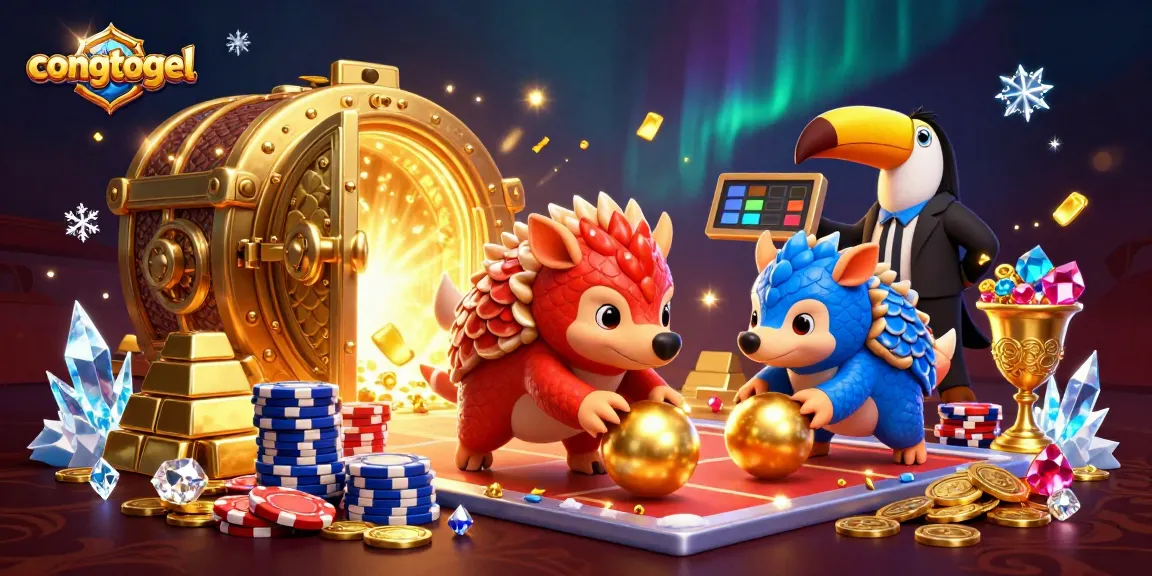 Congtogel rival pangolins competing with poker chips in a luxurious casino scene.