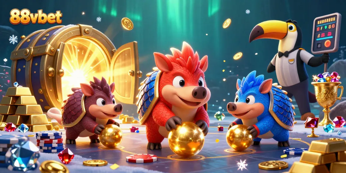 Experience thrilling play at 88vbet with cartoon pangolins rolling through golden chips!