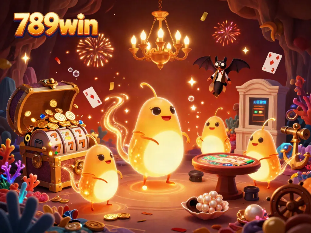 Engage in 789win's vibrant casino atmosphere with glowing glowworms and a bat dealer at play.