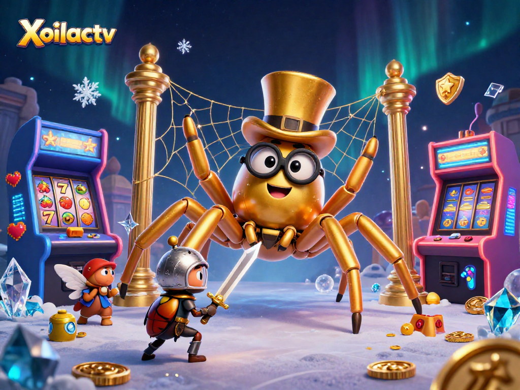Xoilactv offers thrilling casino action with a vibrant scene featuring a golden tarantula and beetle knight.