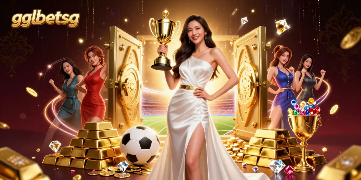 Enhance your gglbetsg experience with a triumphant Asian woman showcasing sports betting rewards.