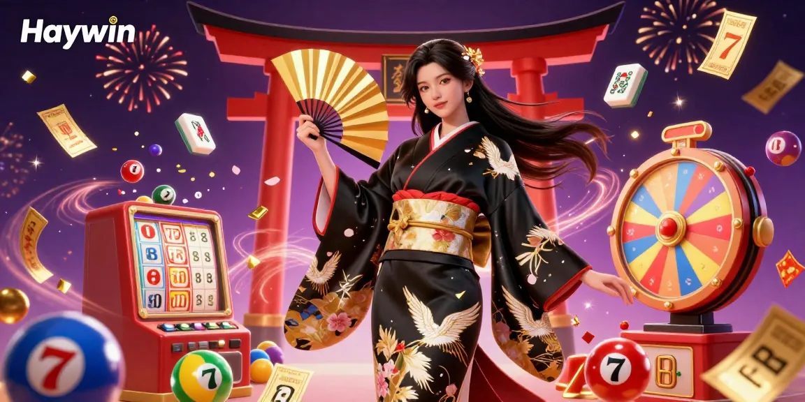 Experience the excitement of Haywin with dynamic slots and colorful casino elements in a vibrant 3D illustration.
