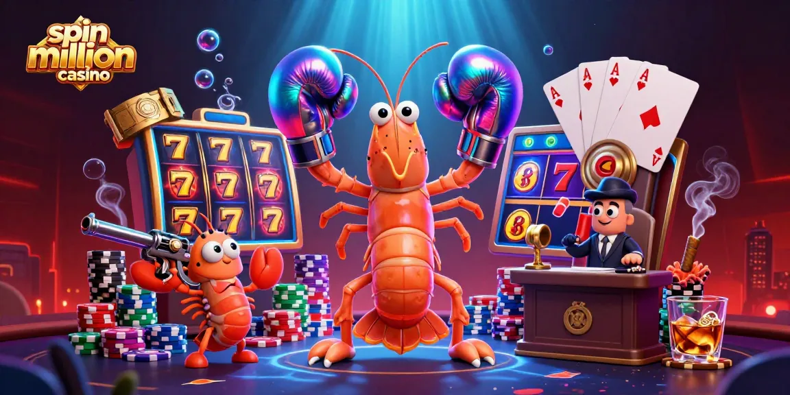 Spin million casino showcases a vibrant scene with animated shrimp characters amidst thrilling slot elements.