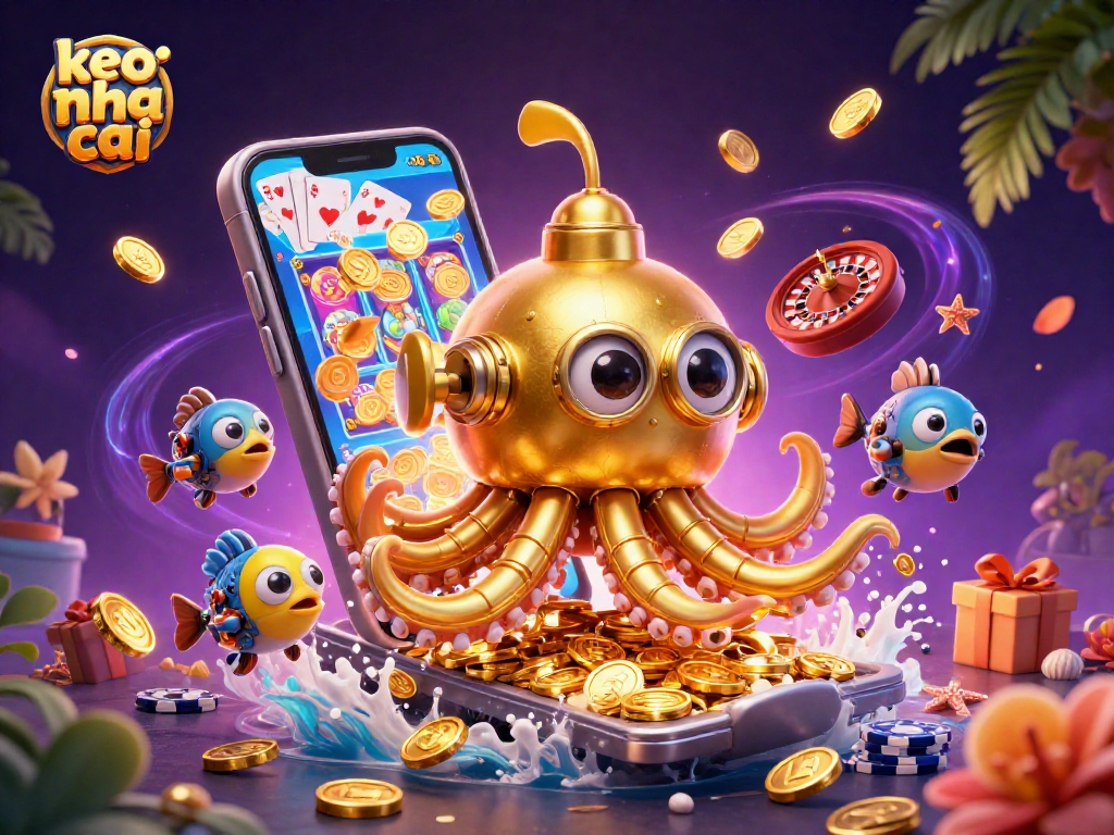 Engage with top online gaming excitement keo nha cai in a lavish 3D gambling illustrated scene.