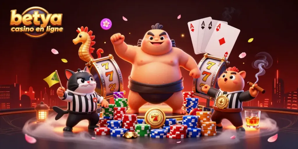Experience betya casino en ligne with a lively underwater poker scene featuring an animated fugu and vivid game elements.