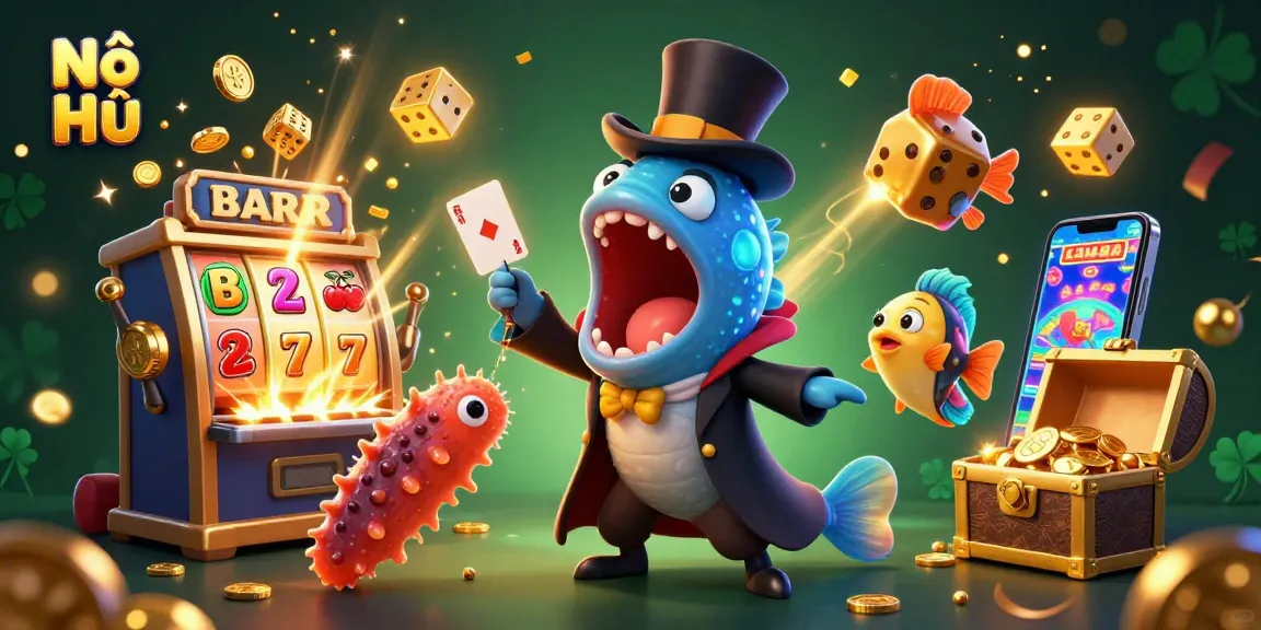 Experience Nổ Hũ with dynamic 3D characters and vibrant jackpot explosions in a casino atmosphere.
