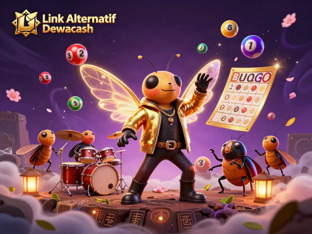 Engage with Link Alternatif Dewacash in a vibrant lottery-themed contest featuring 3D characters.