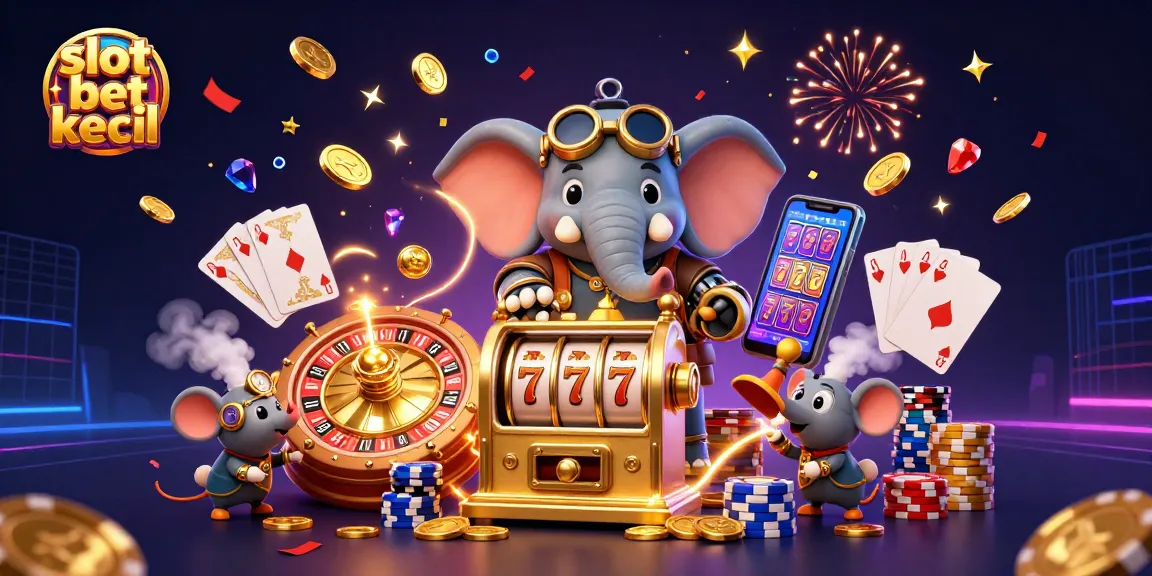Engage in slot bet kecil action with a vibrant 3D scene of a steampunk elephant operating a golden slot machine.