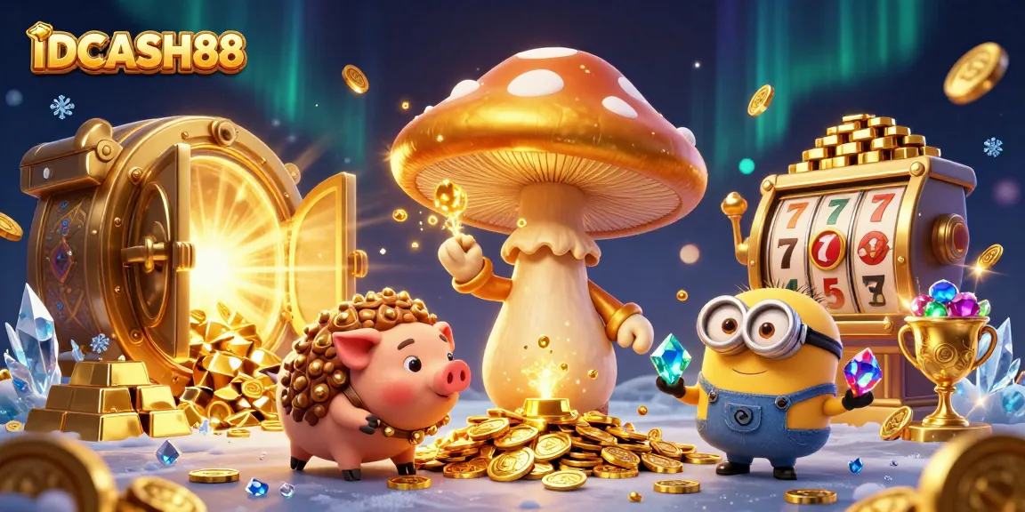 Engage in exciting gameplay with IDCASH88 at a vibrant casino scene full of treasures and magic.