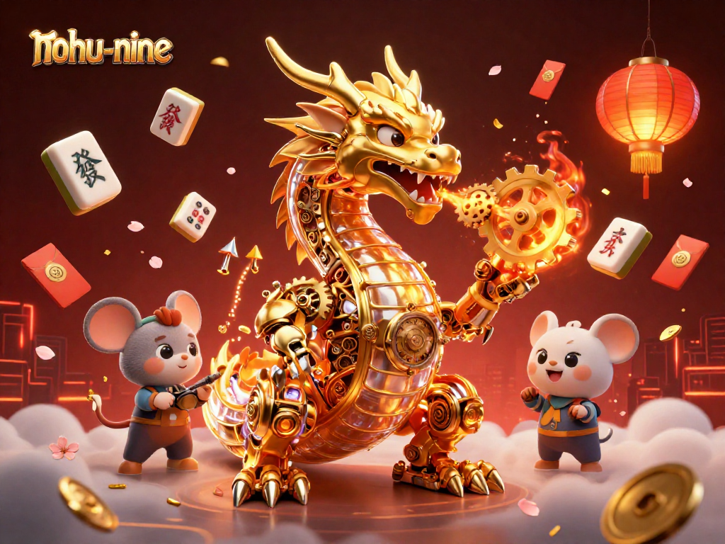 Experience the excitement of nohu-nine with a golden dragon and vibrant game elements.