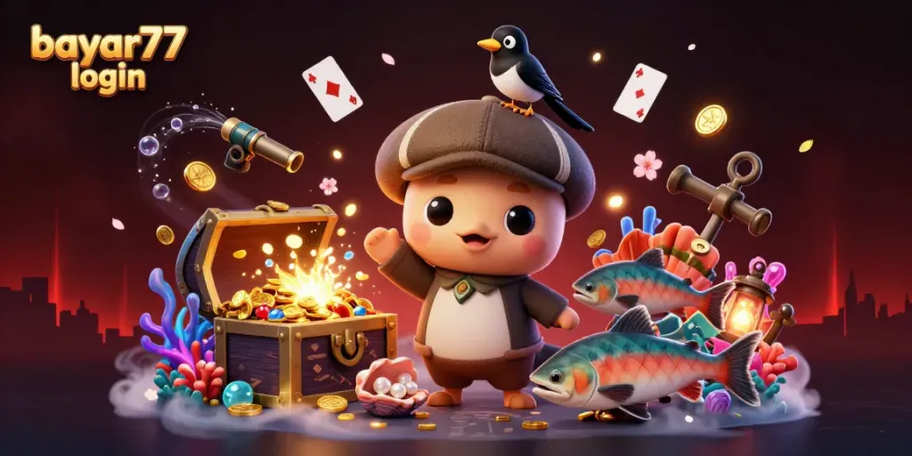 Engage with the exciting world of online gaming with bayar77 login, featuring vibrant 3D characters and immersive elements.