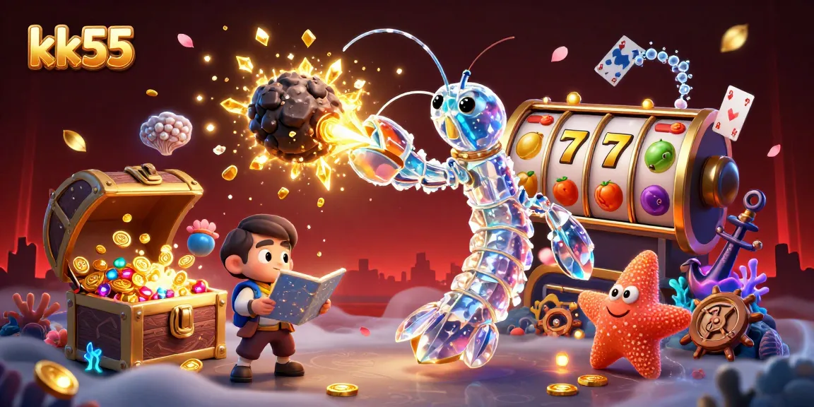 Experience thrilling slots at kk55, where vibrant treasure chests and glowing bioluminescent elements enhance your gaming adventure.