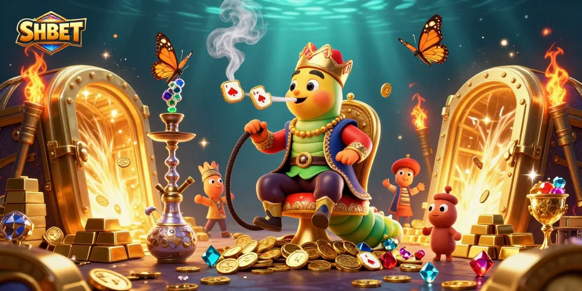 SHBET engages players with vibrant 3D casino art featuring poker symbols, golden treasures, and dynamic game elements.