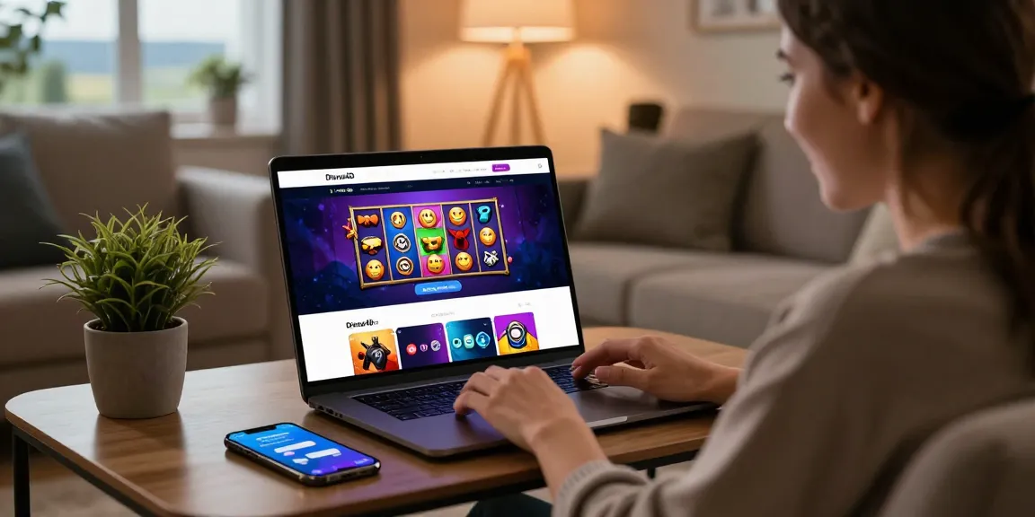 Pengguna Diana4D yang terlibat dalam permainan online di laptop di ruang tamu modern yang nyaman.