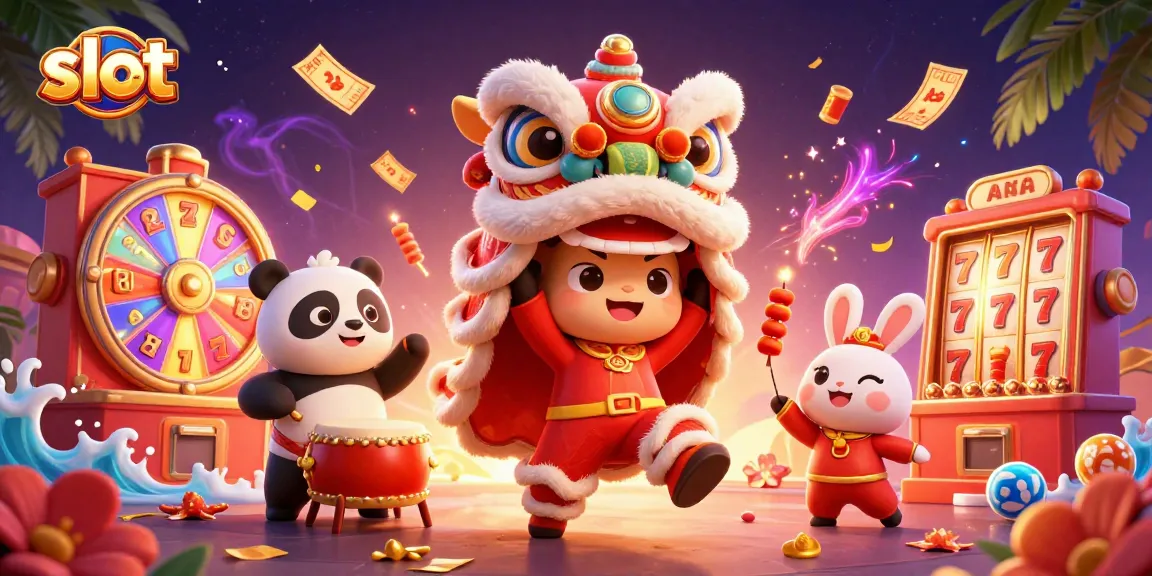 Experience thrilling slot gameplay with vibrant characters and dynamic elements in this engaging casino illustration.