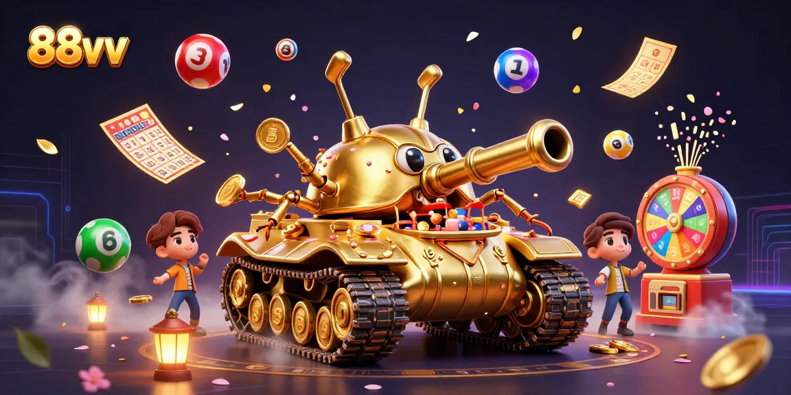 Experience the vibrant world of 88vv as dynamic lottery balls and confetti-filled tanks bring excitement to online gambling.