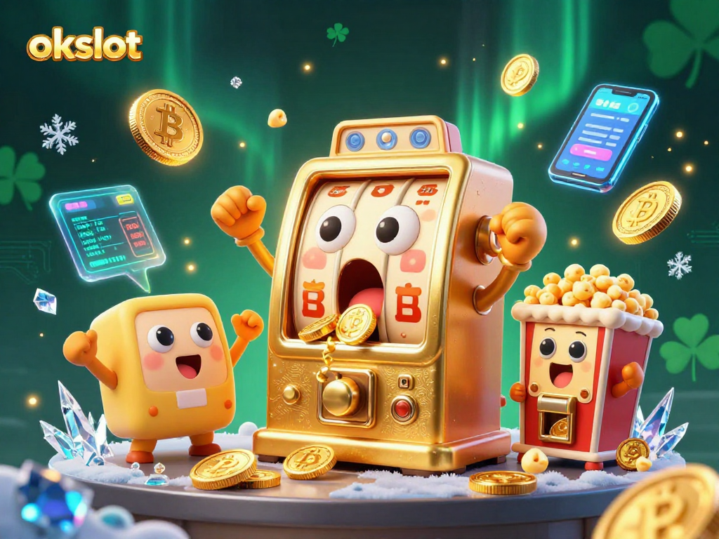 ตู้สล็อต okslot ที่มีชีวิตฉลองการชนะพร้อมเหรียญทองหลั่งไหลออกมา
