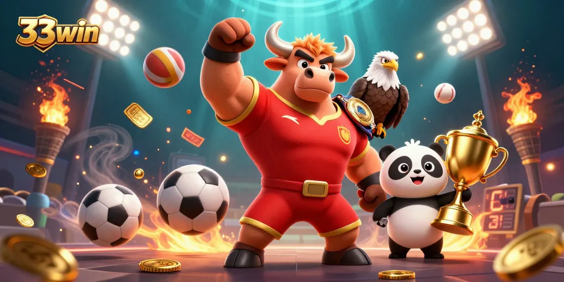 Experience the thrill of victory with 33win in this vibrant casino-themed 3D illustration.