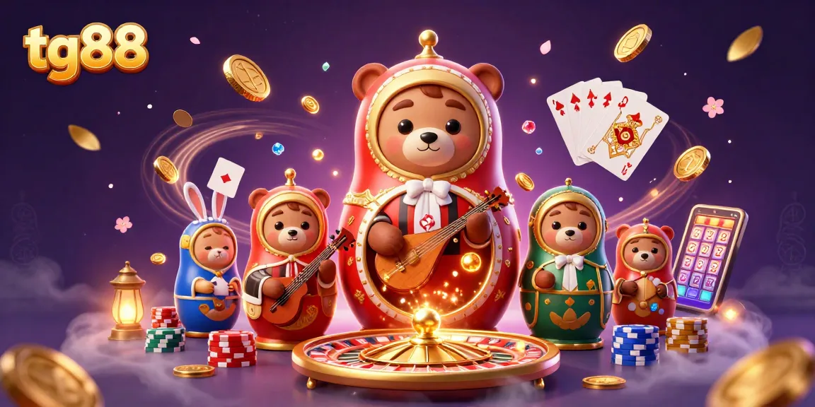 Experience the excitement of tg88 with colorful characters amidst cascading coins and vibrant casino elements.