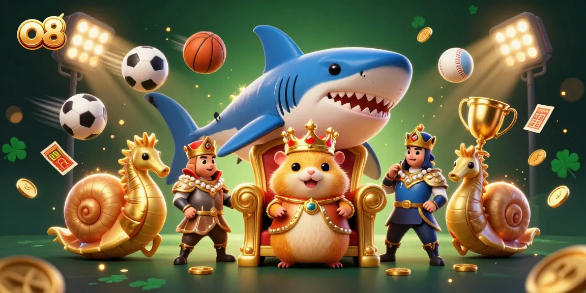 Engage in thrilling gameplay at o8 with a golden hamster king and vibrant sports elements.