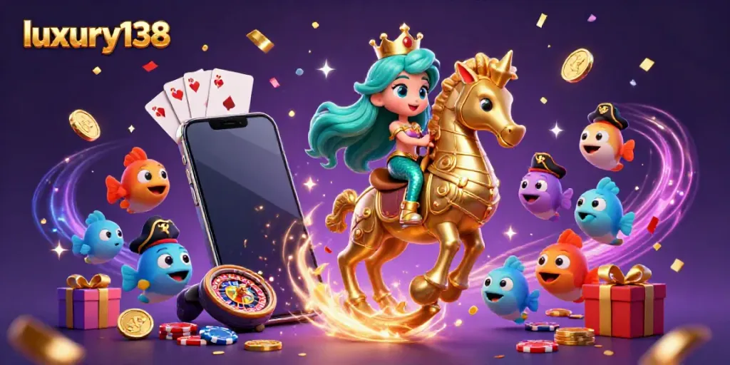Engage with luxury138 in a vibrant underwater casino world featuring a mermaid princess and golden seahorse.