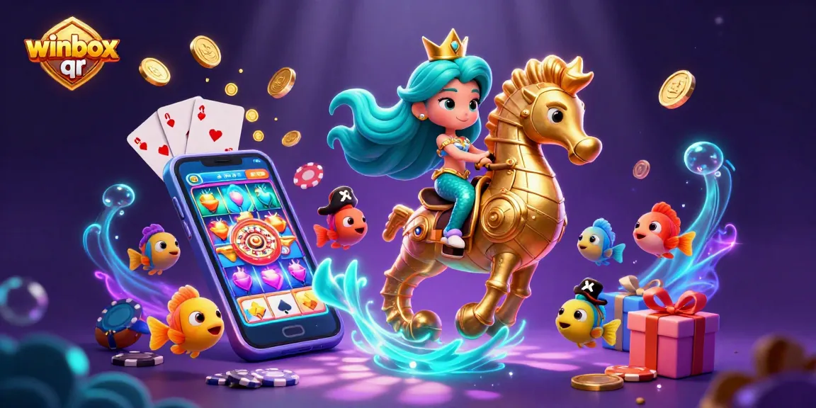 Winbox qr offers excitement with a mermaid and seahorse in an animated casino adventure.