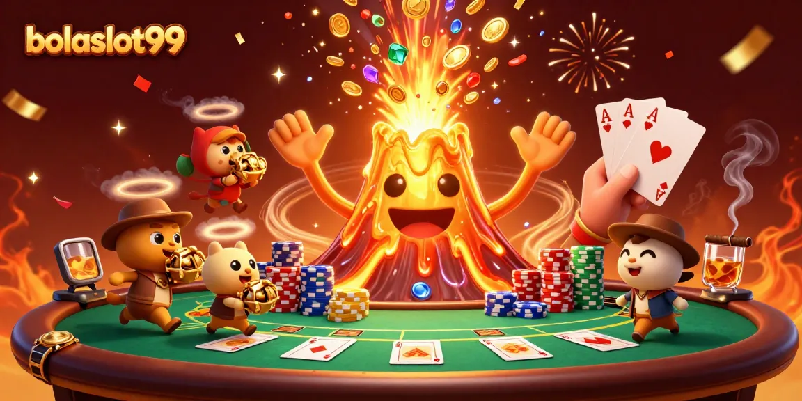 Experience thrilling slots with bolaslot99 amidst a volcanic eruption of treasure and excitement.
