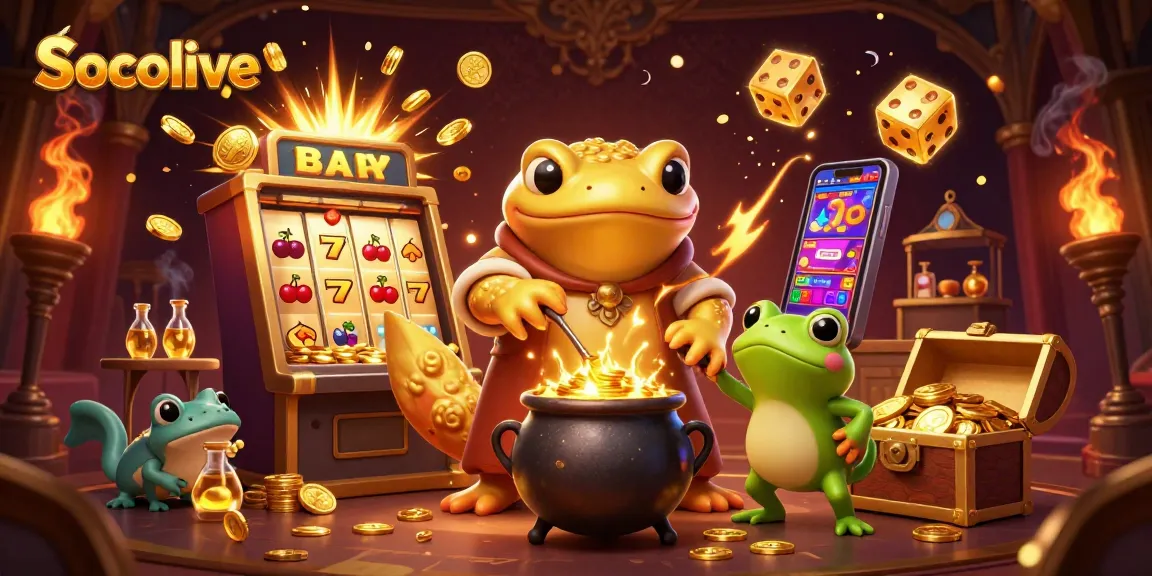 Socolive offers an exciting illustration with a golden alchemist and magical casino elements multiplying your wins.