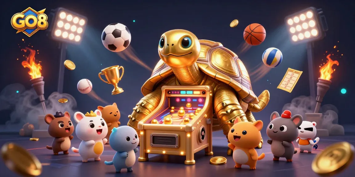 Engage with the GO8 casino experience as small animals excitedly await turns at the golden tortoise pinball!