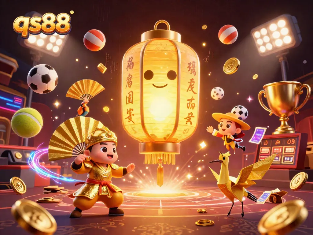 Engage in high-stakes gameplay at qs88 with vibrant casino elements and glowing lucky symbols.