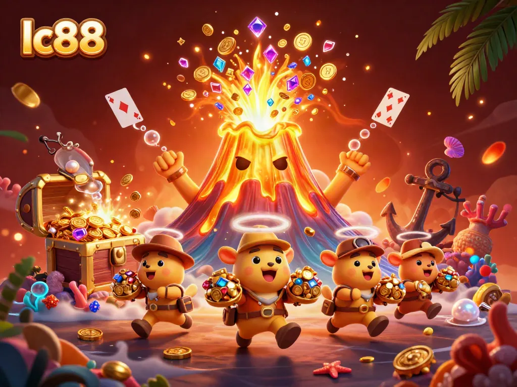 Engage with thrilling gaming at lc88 as golden treasures erupt around vibrant characters.