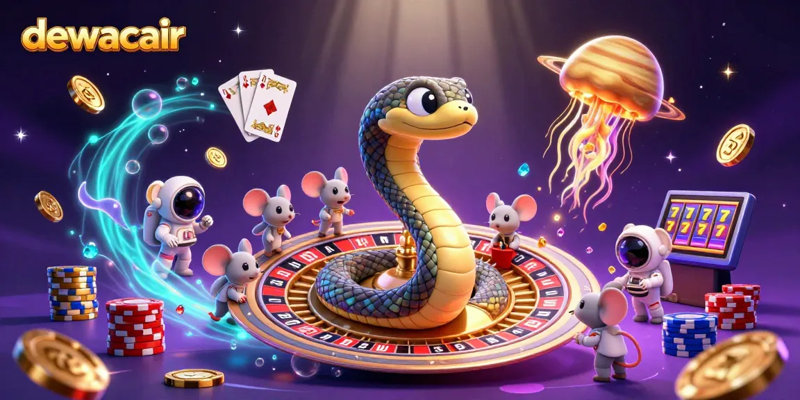 Experience the excitement of dewacair as cartoon mice bet on a cosmic roulette wheel, among sparkling gems.