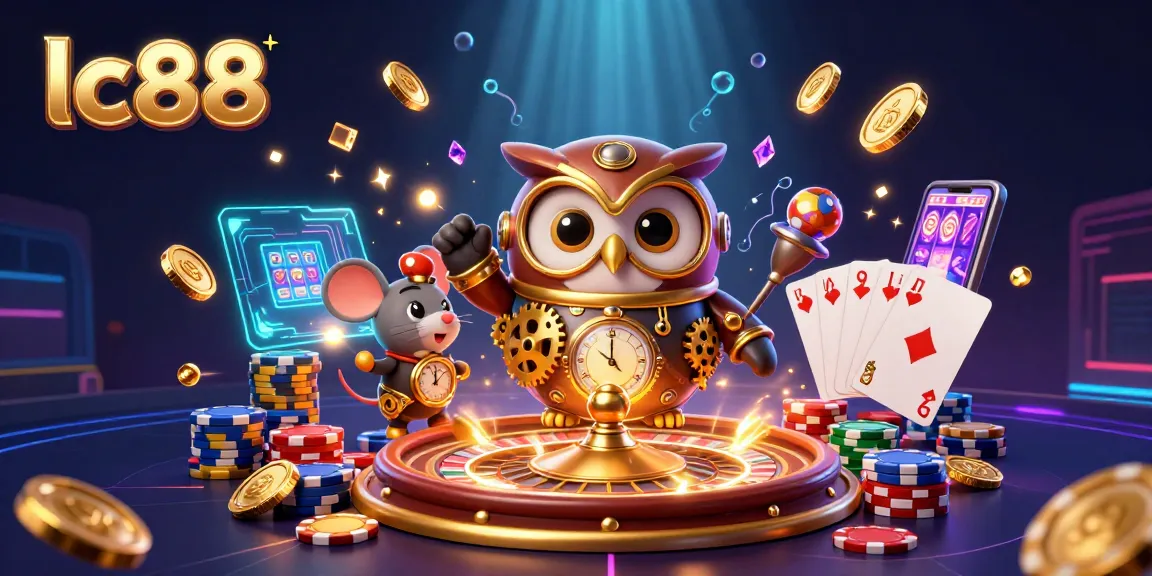 Experience thrilling gaming with lc88's fantastical owl navigating a vibrant casino scene.