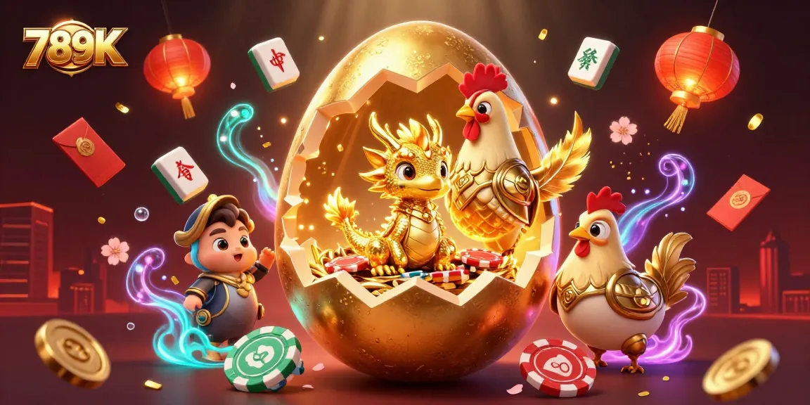 Get ready to win big at 789K with this vibrant 3D casino illustration featuring golden characters and gaming elements.
