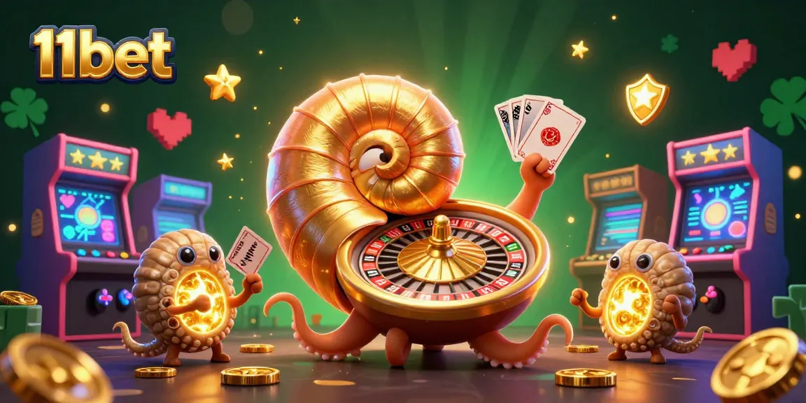 Experience thrilling games with 11bet in a vibrant 3D casino scene featuring a giant nautilus and dynamic gaming elements.