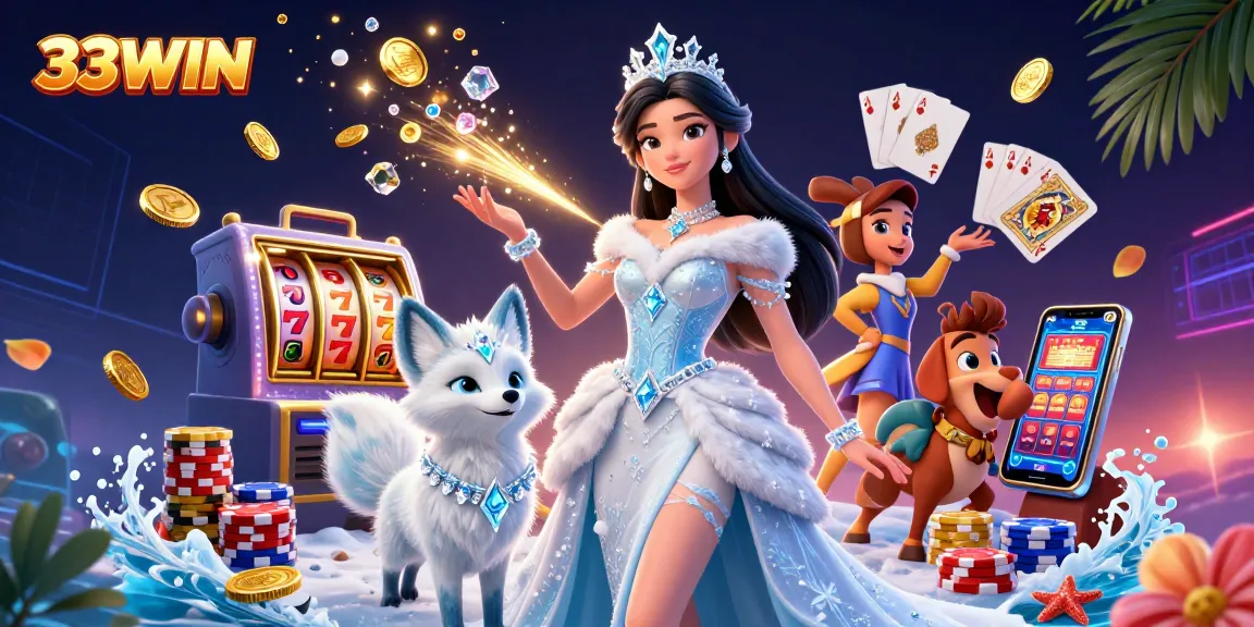 Experience thrilling wins with 33WIN's captivating casino imagery featuring slots and gameplay.