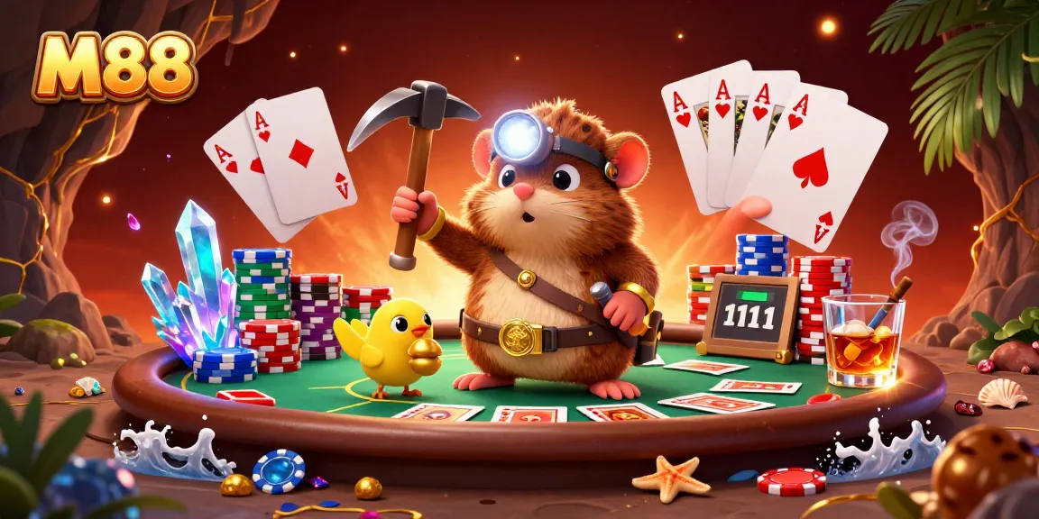 Engage with M88's thrilling casino games featuring adventurous treasure hunter mole and poker elements.