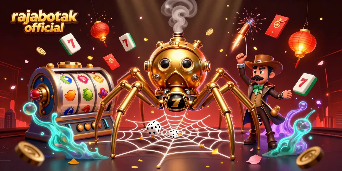Engage with rajabotak official in a vibrant and dynamic casino scene with spinning slot reels.