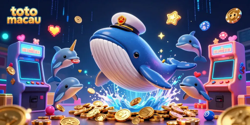 Meraih kemenangan di toto macau dengan ikan paus akung, narwhal, dan lumba-lumba bermain chip poker.