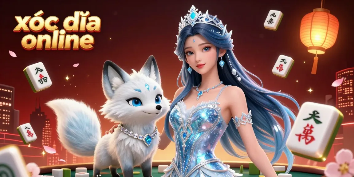 Experience the thrill of xóc đĩa online with a stunning ice queen and magical elements in this vibrant 3D scene.
