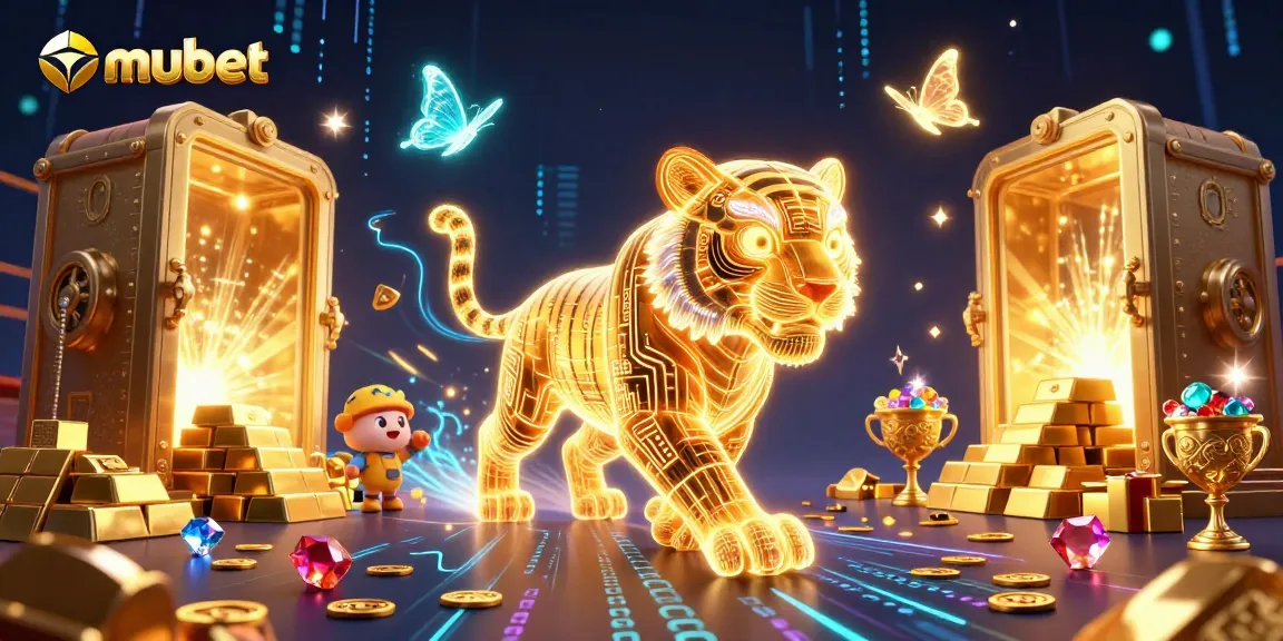 Experience exciting gaming at mubet with vibrant casino visuals featuring a golden tiger and treasures.