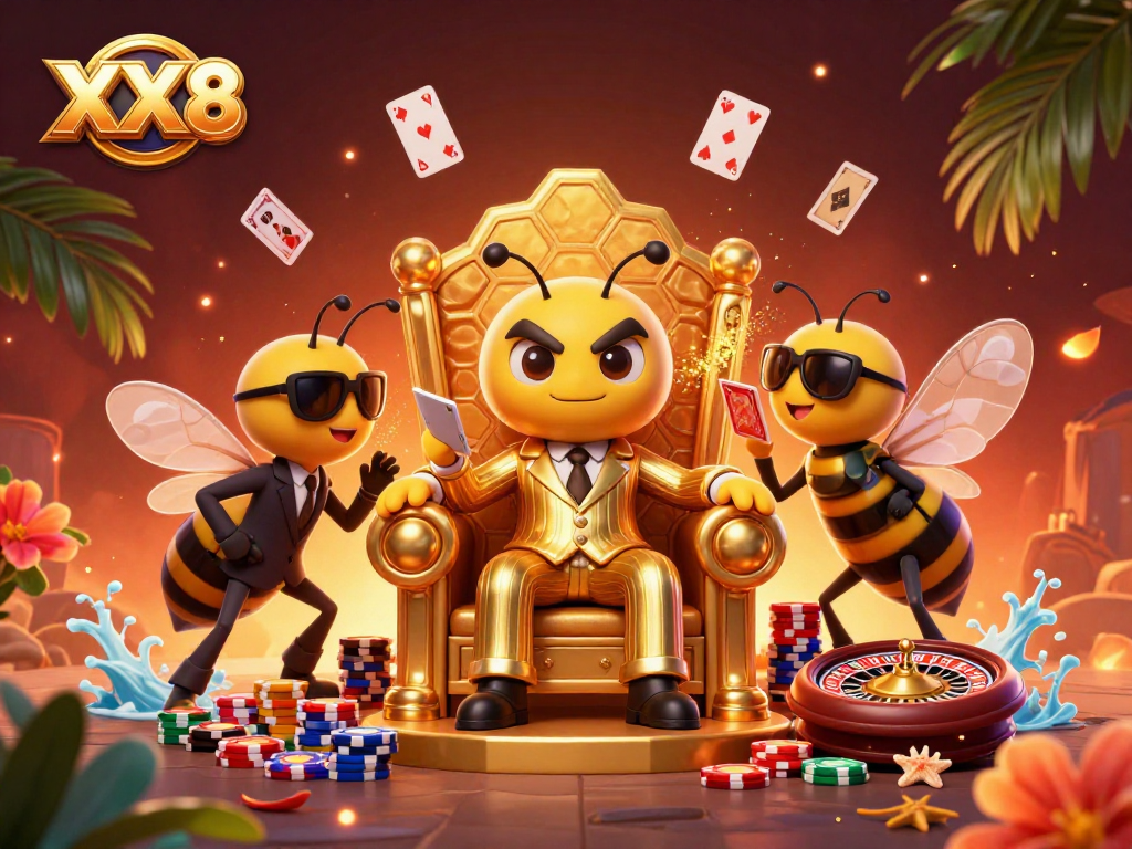 Experience exhilarating bets and thrilling wins at XX8 with this vibrant casino scene featuring a bumblebee mob boss.