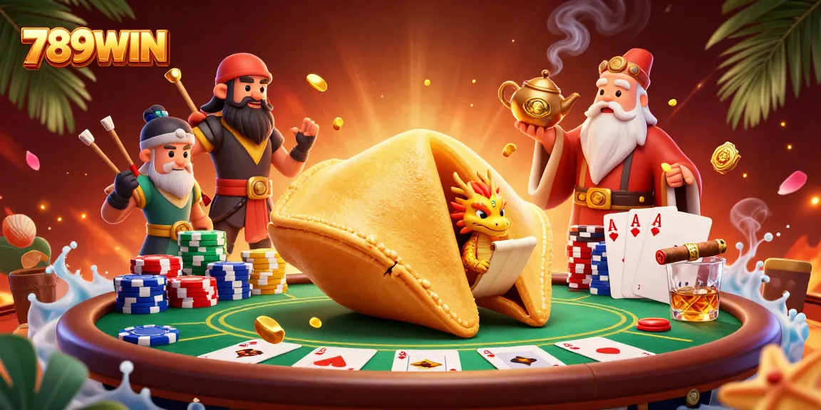 Engage in thrilling action with 789WIN's vibrant casino scene featuring poker elements and lucky characters.