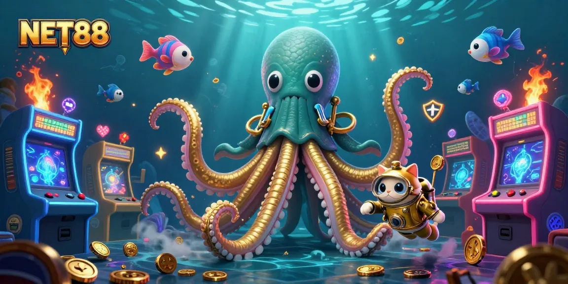 Dive into NET88's underwater casino adventure filled with gold and excitement.