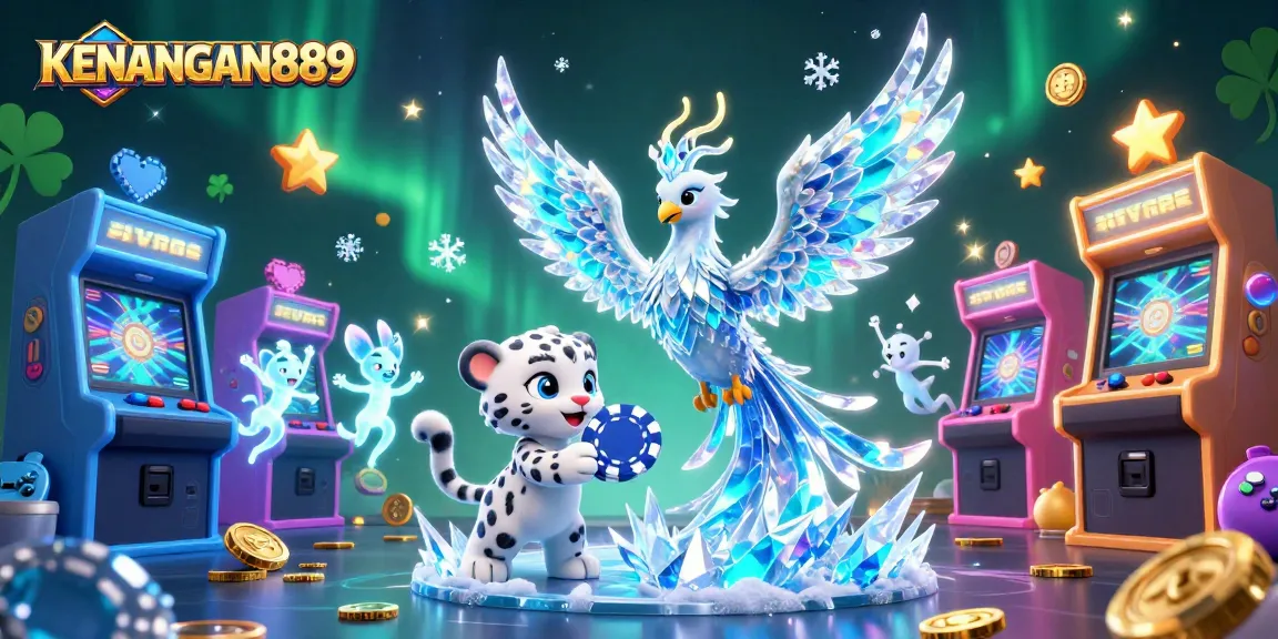 Play at KENANGAN889 with vivid graphics, showcasing an ice phoenix and glowing sprites in a dynamic casino scene.