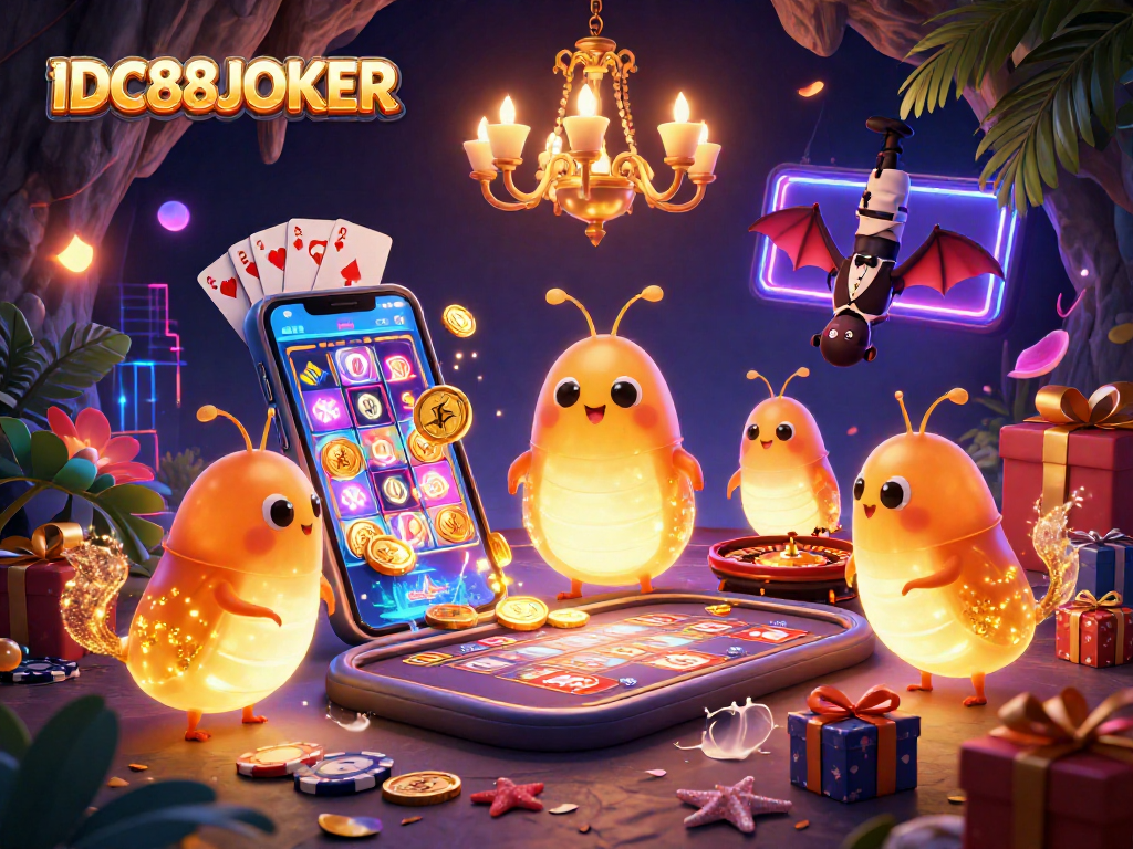 Illuminate your gaming experience with IDC88JOKER’s glowing casino adventure featuring vibrant characters and electrifying elements.
