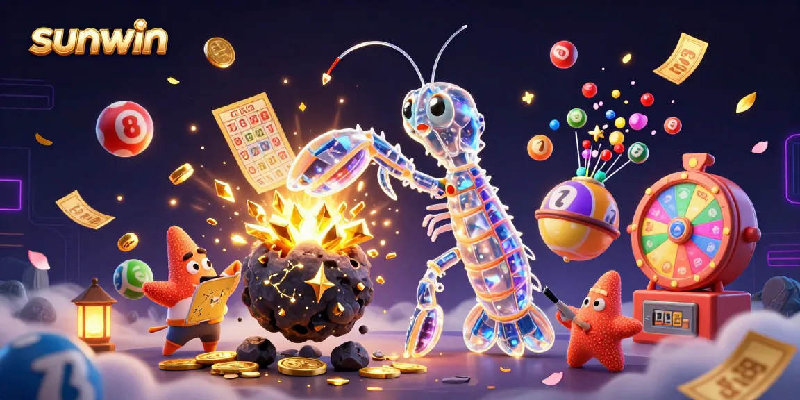 Experience sunwin with vibrant lottery elements and a dynamic galactic theme illustration.
