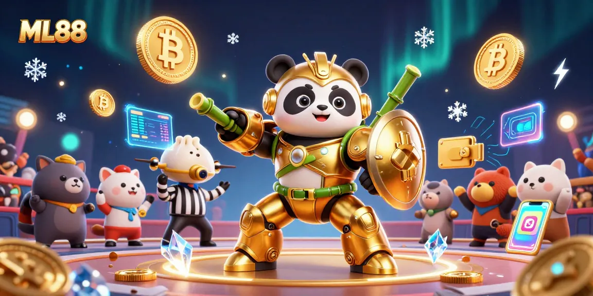 Join the excitement at ML88 with a golden panda in a mech suit battling for cosmic wins!